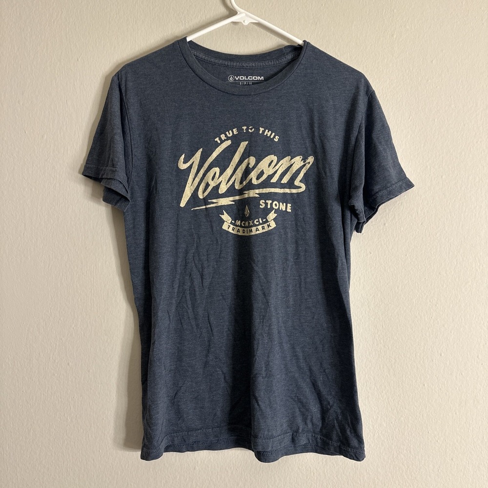 Volcom T-Shirt‎ Men's Small Blue Logo Classic Short Sleeve Graphic Tee